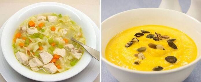zuppa e porridge dopo la rimozione della cistifellea